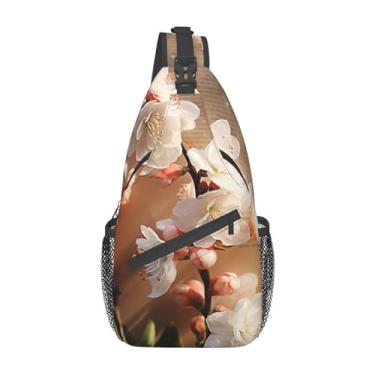 Imagem de Mochila tiracolo para mulheres e homens, estampa floral abstrata, cinto ajustável, casual, mochila para bumbum, pochete para viagens, esportes, corrida, trilha, cintura, Uma flor de pêssego, One Size