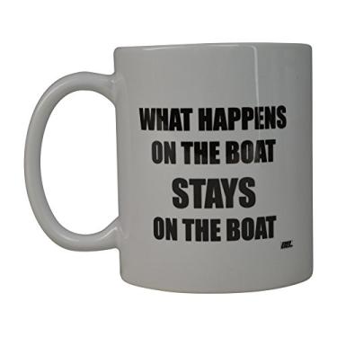 Imagem de Rogue River Tactical Caneca de café Pesca Peixe What Happens On Boat Stays Cup Ótima Ideia de Presente para Homens Ele Pai Avô Pescador (Barco)