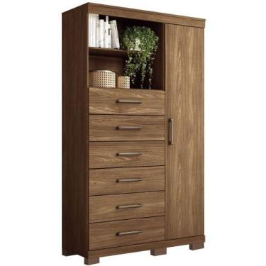 Imagem de Multi Cômoda Marbella 1 Porta 6 Gavetas Pés Jatobá - SANTOS ANDIRÁ