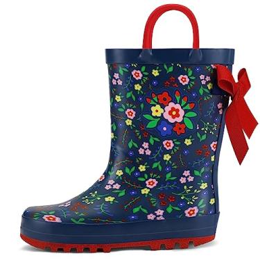 Imagem de Botas de chuva infantis para meninos da K KomForme, borracha impermeável estampada com alças, Beautiful Garden, 10 Toddler