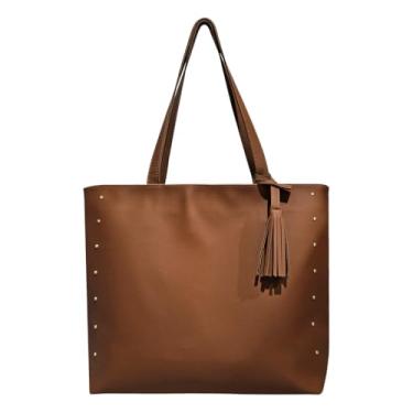 Imagem de Bolsa Sacola Feminina Grande De Ombro Universitária Reforçada (Caramelo)