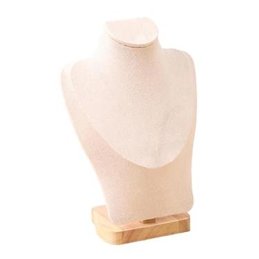 Imagem de Colaxi Suporte de exibição de joias, colar, para venda de presentes, enfeite, joias, busto, organizador para casa, sala de estar, quarto, Beige M