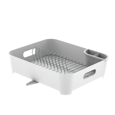 Imagem de Escorredor de louças c/grade e porta talheres removível branco/cromado - Originale - Future | Com bico para vazão de água