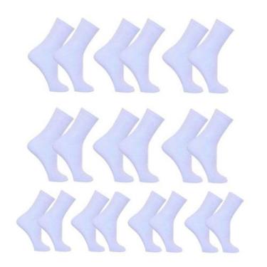 Imagem de Kit 10 Pares de Meias Masculina Sport Cano Médio - Polo Basic, Branco,