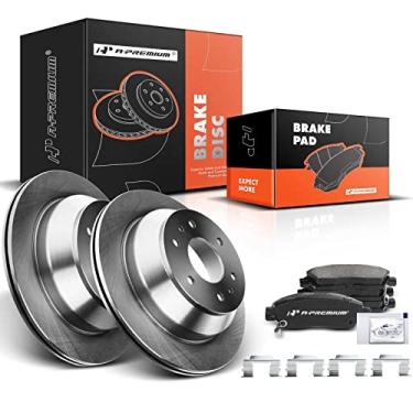 Imagem de A-Premium Kit De Rotores Freio A Disco Ventilados Traseiros 12,80" (325 Mm) + Pastilhas Cerâmica Compatíveis Com Modelos Selecionados Da Chevy, Buick, Gmc, Isuzu, Oldsmobile E Saab - Envoy, 9-7X, Ra