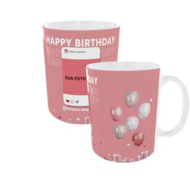 Imagem de Caneca Presente Feliz Aniversário Post Instagram 320ml