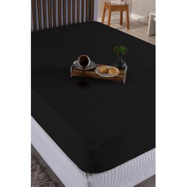 Imagem de Capa Protetora/Protetor de Colchão Impermeável - Antialérgica e Antibacteriana - Vários Tamanhos - Matelassê Impermeável Quadriculado (Preto, King)