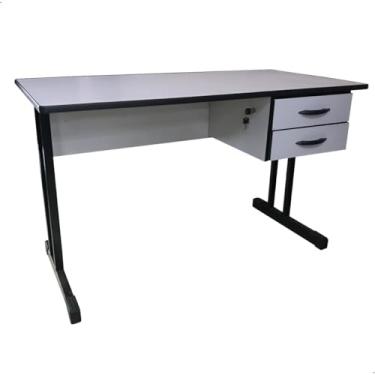 Imagem de Mesa com Gavetas e Chave 120x60cm Linha Standart – Cristal/Preto, Estrutura Metálica e Tampo MDF Escritex