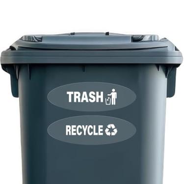 Imagem de YIKIADA Pacote com 10 adesivos ovais para lixeiras recicláveis, 22 x 7,6 cm, adesivos autoadesivos autoadesivos à prova d'água resistente a UV para lixeira doméstica e negócios