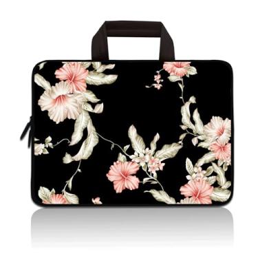 Imagem de Bolsa para laptop 14 15 15,4 15,4 15,6 polegadas, capa protetora para computador, capa de neoprene, capa de viagem macia para Dell, Lenovo, Toshiba, HP, Chromebook, ASUS Acer (flores rosa douradas)