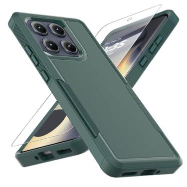 Imagem de Capa para Motorola Edge 2025, [teste de queda de grau militar] com protetor de tela, capa protetora de camada dupla para celular resistente à prova de choque para Moto Edge 2025 (verde escuro)
