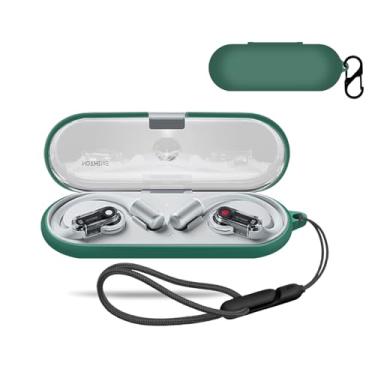 Imagem de Capa para fone de ouvido aberto para fones de ouvido sem fio (com mosquetão + cordão) à prova de quedas, arranhões, choque, porta de carregamento reservada, à prova de poeira (verde)