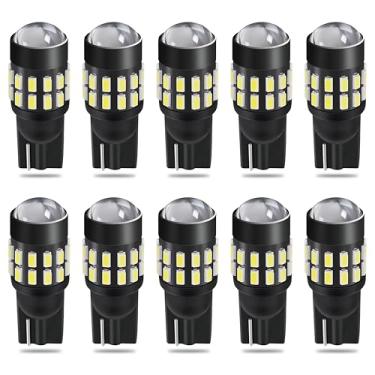 Imagem de QAUBEN Lâmpada de projetor LED 194 lente 175 168 2825 W5W T10 cunha 3014 SMD luzes laterais de carro mapa interno cúpula luzes de estacionamento porta-malas 6000K branco 12V-24V (pacote com 10)