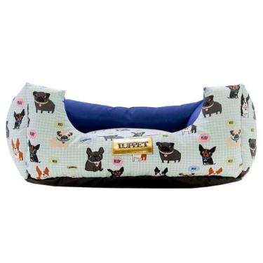 Imagem de Cama para Cachorro Quadrada Impermeável Luppet Azul Cachorrinho, GG