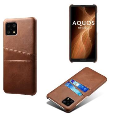 Imagem de Capa compatível com Sharp Aquos Sense 6, capa de couro PU - Capa de telefone fina à prova de choque com 2 compartimentos para cartão, proteção anti-impressão digital e anti-queda de plástico couro