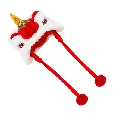 Imagem de Zerodis Hat de Leão -Leão Quente Estilo Chinês Procure a Celebração de Natal de Ano Novo, Chapéu de Dança de para Cães para Cães para Gatos e Filhotes (L)