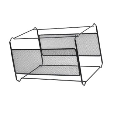 Imagem de Esquirla Organizador de arquivos suspenso, suporte para pastas, caixa organizadora de arquivos em malha metálica, pasta de mesa para revistas, escritório, L