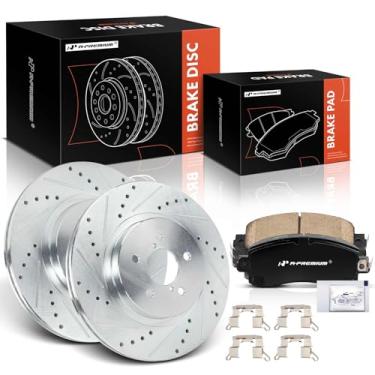 Imagem de A-Premium Rotores De Freio A Disco Dianteiros Perfurados E Ranhurados 11,56" (293,5 Mm) + Kit Pastilhas Cerâmica Compatíveis Com Modelos Subaru Selecionados - Crosstrek 2018-2022, Impreza 2017-2022,