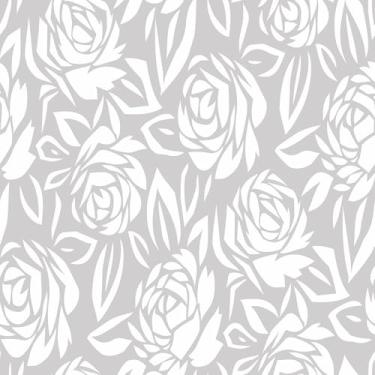 Imagem de Papel De Parede Adesivo Floral Cinza Branco E Preto Flores 12m