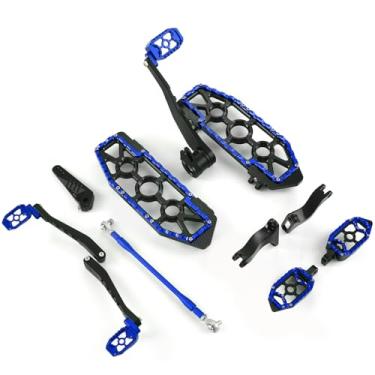 Imagem de Road King Street Glide Floorboards MX Foot Boards para Harley Touring CVO Alavancas de câmbio de freio (preto + azul, 2014-UP Touring)