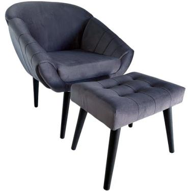 Imagem de Kit Poltrona Giovana Puff Capitonê Luxo e Almofadas em Sued Premium - 