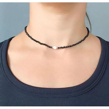 Imagem de Gargantilha Cristal Preto ( BR 526) - Brilia Semijoias