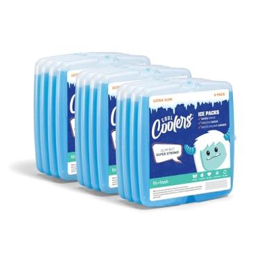Imagem de Cool Coolers By Fit + Fresh, pacote com 4 pacotes de gelo finos, bolsas de gelo reutilizáveis para economia de espaço para lancheiras ou refrigeradores, azul, 3 pacotes com 4