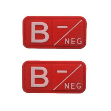 Imagem de Ruoming 2 peças externas 3D PVC borracha macia tipo sanguíneo médico, crachá de gancho de resgate, emblema de moral, acessório DIY (vermelho B-)