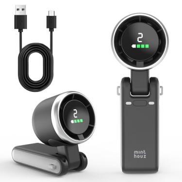 Imagem de Ventilador portátil compacto portátil, 3600 mAh, operado por bateria recarregável USB, vento de 5 marchas, exibe eletricidade e velocidade em tempo real, ventiladores dobráveis turbo; ventilador