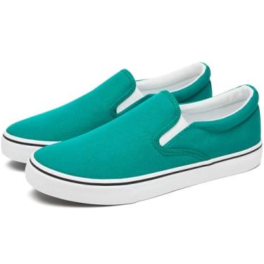 Imagem de yageyan Tênis masculino sem cadarço, mocassins, lona, preto, lona, azul, casual, moderno, Verde, 45