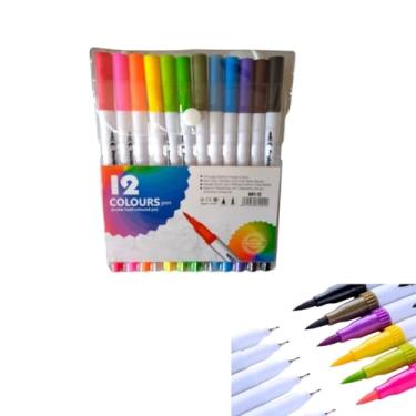 Imagem de Caneta Brush Pen Ponta Dupla 2 em 1 Ponta Fina 0.4mm Pincel Canetinhas Colorida Caligrafia Colorir Desenho Canetas Cores Marcador Canetinha Lettering (12)
