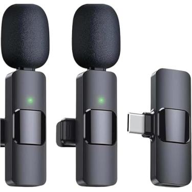 Imagem de Microfone Lapela Sem Fio Duplo, Type-C, IOS, Android, Vlog e YouTube