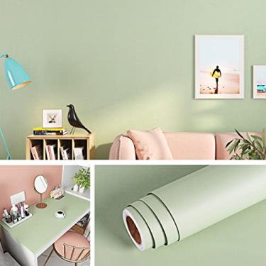 Imagem de Livelynine Papel de parede removível para quarto de meninos e crianças, papel de parede autoadesivo, verde-oliva, papel de contato decorativo à prova d'água 39 x 394