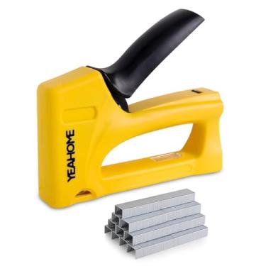 Imagem de YEAHOME Pistola de grampear leve, pistola de grampo de estofamento com 1000 peças JT 21 grampos de 5/40.6 cm, grampeador para madeira, sala de aula, artesanato, bricolage, decoração