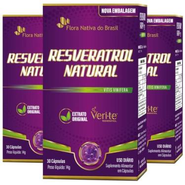 Imagem de KIT 3X Resveratrol Natural Veri-te  30 Caps - Flora Nativa