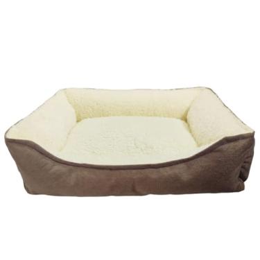 Imagem de Cama Pet Cachorro Gato Retangular Suede Pelúcia Confort GG Fundo Impermeável 70 cm x 60 cm (Marrom)