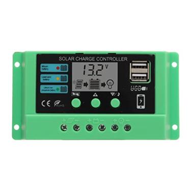 Imagem de Controlador de carga solar PWM 12V 24V Regulador de painel de exibição LCD ajustável com saí USB para negócios indústria doméstica Abs Green Green Shell (10a)