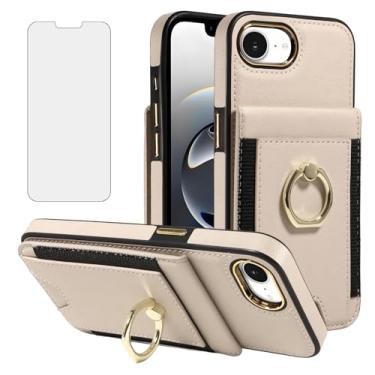 Imagem de Asuwish Capa de celular para iPhone 16e/SE 2025/SE 4 carteira com protetor de tela fino couro PU suporte para cartão bloqueio RFID anel suporte i Phone16e i16e 16 e SE4 4ª geração 16eCase branca
