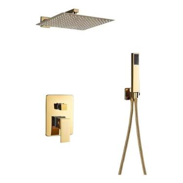 Imagem de Chuveiro Dourado Quadrado Parede Para Aquecedor Moderno - AQUATAP