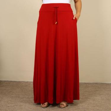 Imagem de Saia Longa Feminina Plus Size Malha Cintura Alta Moda Evangélica Elega