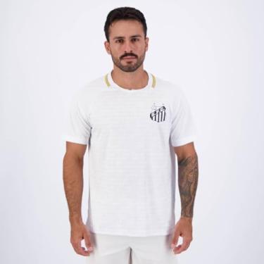 Imagem de Camiseta de Time Braziline Santos Manto Branco - Adulto - M - Branco
