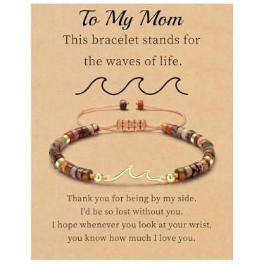 Imagem de Presentes inspiradores para mulheres, pulseira ondulada, presentes de encorajamento, pulseiras de contas de pedra natural, Life Is Tough Anime, espiritual, pensativo, obtenha presentes Weel, joias de