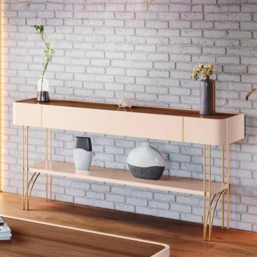 Imagem de Aparador De Sala Com Prateleira Vivant Off-castanho - Hb Móveis