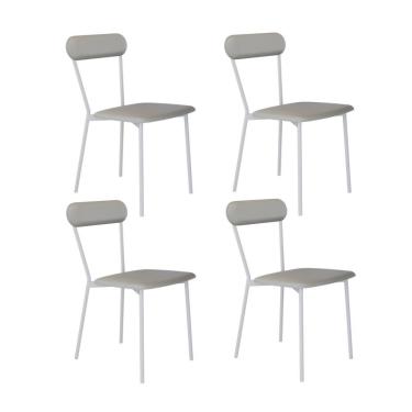 Imagem de Cadeira Vintage Emília Fixa C-4 Pes 450 X 505 X 810 Mm C-4 Un. Pés Brancos. Cn.saturno Off White Cn.saturno Off White