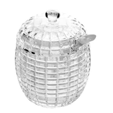 Imagem de Açucareiro Cristal Com Tampa E Colher Colméia 210ml - Lyor Transparente