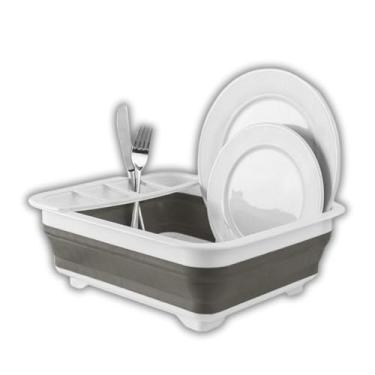 Imagem de Escorredor de Louça Dobrável em Silicone com Divisórias para Talheres e Copos