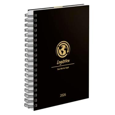 Imagem de Agenda Diária 2026 Personalizada Profissões Preto Ouro Logística