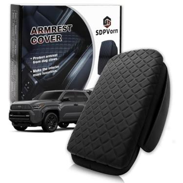 Imagem de SDPVorn Capa de apoio de braço para console central Toyota 4Runner com bolsos de armazenamento organizador, protetor de tampa de descanso de braço de couro sintético preto acessórios interiores (2025+