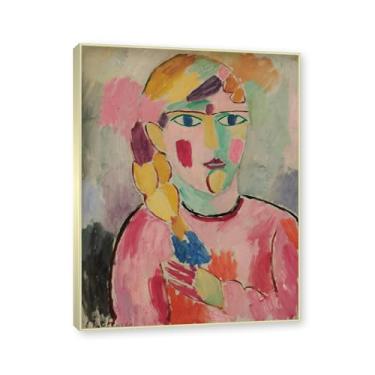 Imagem de NHLDZYH Moldura champanhe. Alexej von Jawlensky, impressão clássica, (menina de olhos azuis), decoração de parede para cozinha, quarto. 60x80cm