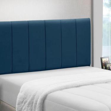 Imagem de Cabeceira Solteiro Estofada Madeira Cama Box Camila - D'Julia, Azul